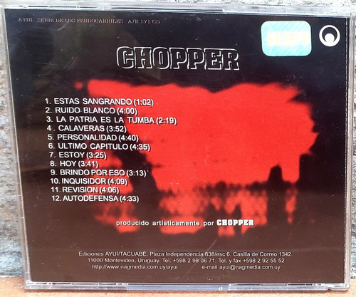 Chopper (sangrando) Rey Toro, Hermetica, Riff, Malón. Nuevo