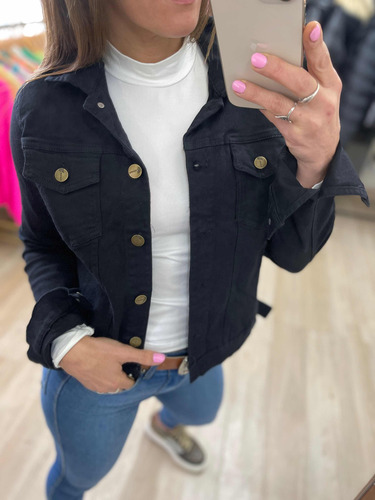 Imagen 3 de 10 de Campera De Jean Blanca Negra Rosa Verde Mujer The Big Shop