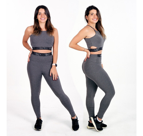 Conjunto Fitness Academia P Malhar Cropped E Calça Legging