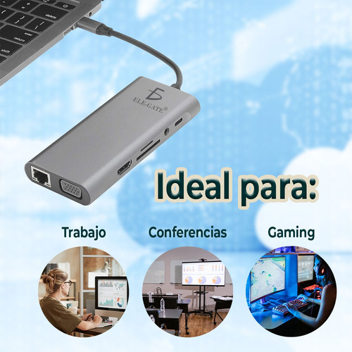 Hub Adaptador 11 En 1 Tipo C Hdmi Vga Ethernet