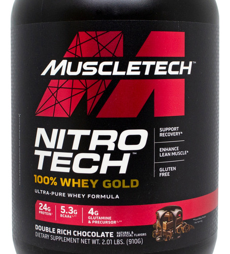 Nitro Tech 100% Whey Gold Muscletech Proteína 2 Lb Double Rich Chocolate