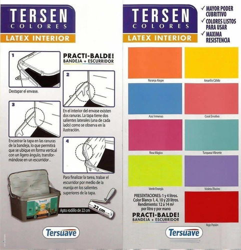Imagen 5 de 8 de Tersen Latex Interior Mate Colores 4 Litros. Ogus