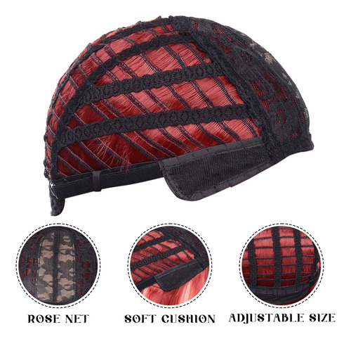 Pelucas Cortas Rojas Con Flequillo, Peluca Roja Recta Bob P.