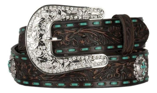 Nocona Belt Co. Mujer Embellecido Turquoise Cross Concho Bro