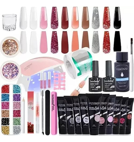 Kit De Poligel Lámpara Extensión Uñas Completo Decoracion 10