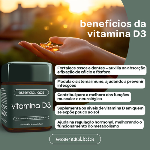 03 POTES da VITAMINA D3 2000ui - 180 Cápsulas Softgel - Fórmula Concentrada com Máxima Absorção