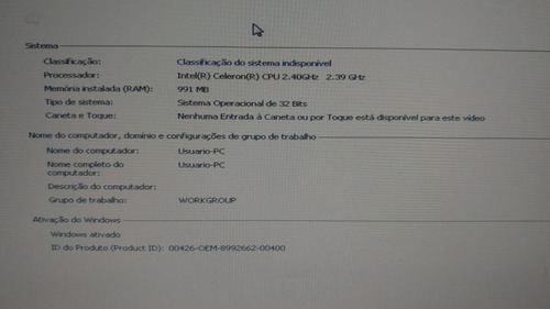 Cpu Simples Celeron 2.4ghz 1gb De Memoria E Hd 40g (Usado)