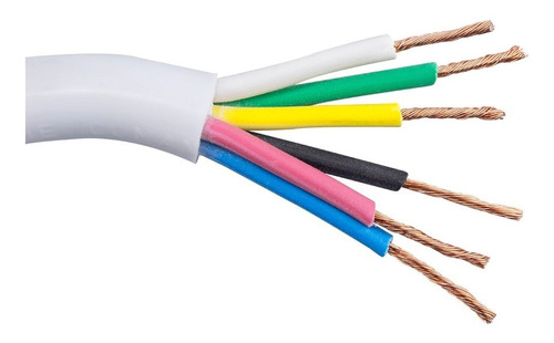 Cabo 6 Vias Pp Extensão 6x1,5mm Rolo Com 50 Metros Branco