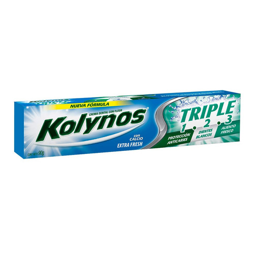 Imagen 1 de 3 de Pasta dental Kolynos Triple Extra Fresh en crema 90 g