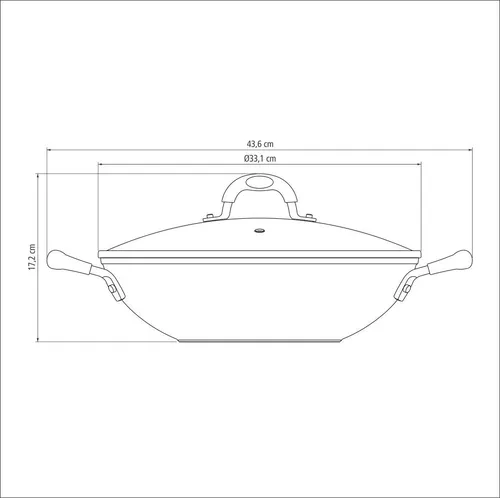 Wok Tramontina Mônaco Induction en Aluminio con Revestimiento Interno y  Externo Antiadherente Starflon Premium Negro con Tapa de Vidrio 32 cm 4,5 L