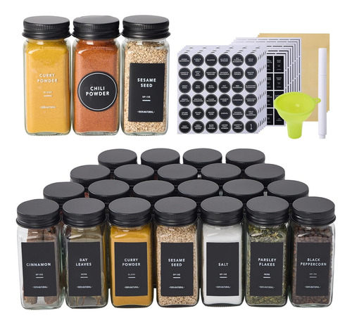36 Tarros De Especias De Vidrio 4 Oz Con Tapas Agitadoras