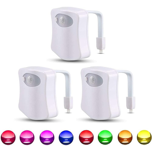 ~? Bsashf 3 Pack Cambio De Color Toliet Luz Nocturna Sensor 