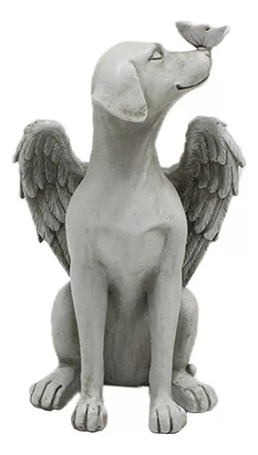 Estátua De Cachorro Com Decoração De Jardim Com Asas De Anjo