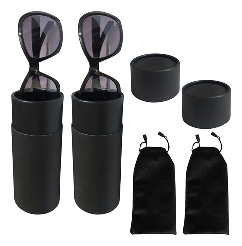 Estuche Lentes Rigido Cilindrico Gafas Con Funda 2 Piezas