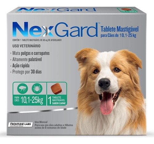 Nexgard Antipulgas/carrapatos Cães De 10,1 A 25kg 1 Tablete