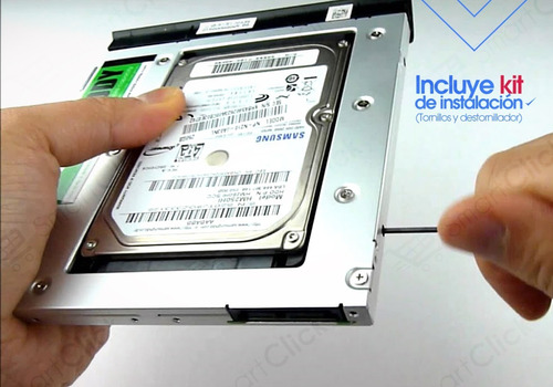 Imagen 9 de 10 de Caddy Segundo Disco Notebook Hdd Sata O Ssd Universal 12,7mm