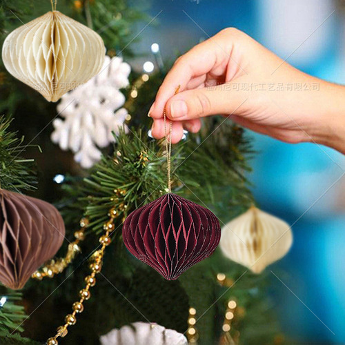 1 Paquete De Adornos Navideños Con Forma De Bola De Panal De
