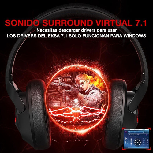 Imagen 7 de 10 de Auriculares Gamer Eksa E3 Air Joy Pro 7.1 Pc Ps4