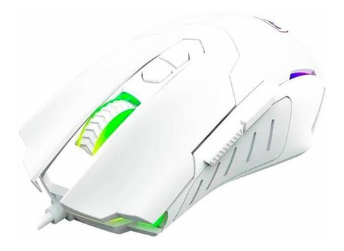 Mouse Gamer, 7200 dpi, 7 botones, Brigadier, en forma de T, blanco, RGB