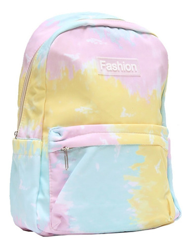 Mochila Infantil Para Niñas Tela Tie Dye Estampado 4-12 Años Color Modelo A (Amarillo - Turquesa) Diseño de la tela Tie-dye