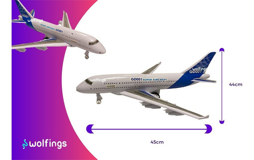 Imagen 4 de 10 de Avion Grande De Juguete A Friccion Juego Niños Luz Y Sonido