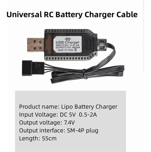 Cable Cargador De Batería Universal Rc Con Conector Sm De 4