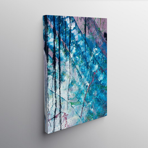 Cuadro Arte Abstracto 70x50cm Impreso En Lienzo Canvas Azul Turqueza