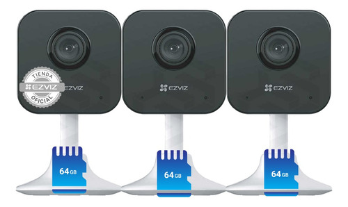 Kit X3 Mini Camaras De Seguridad Wifi Ezviz + Memorias 64gb