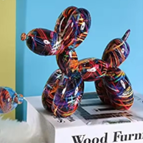 Figura Perro Globo De Colores Con Rayas 21 Cm Largo