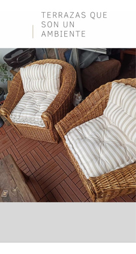 Almohadones Sillón Mimbre Juego De Jardín