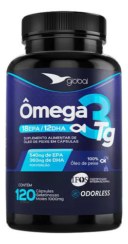 Supra Ômega 18 Epa 12 Dha Global Suplementos 1000mg 120 Cáps Sabor Sem Sabor (natural)