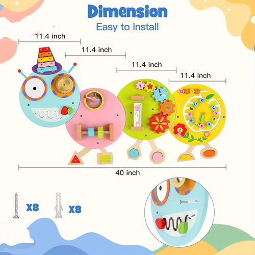 Juego De Pared Didáctico De Madera Diseño Cienpiés