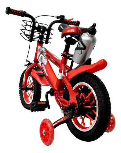 Winroad Bicicleta Aro 12 Con Ruedas De Apoyo Y Canasta Roja