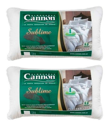 Imagen 1 de 6 de Combo X 2 Almohadas Cannon Sublime 70x40 Hipersoft Alta Dens