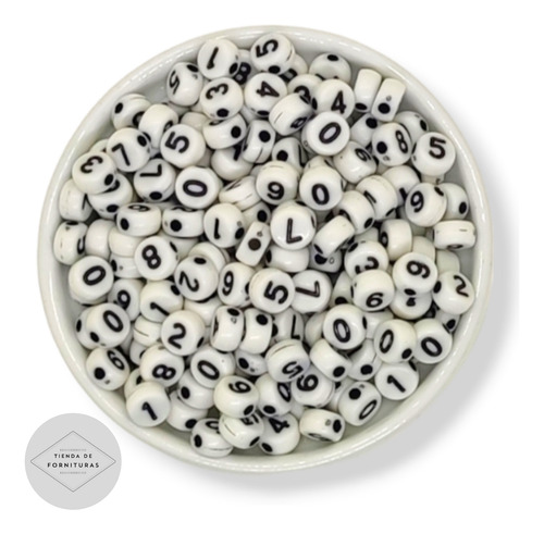25gr Números Negro Pastilla Redondo Blanco