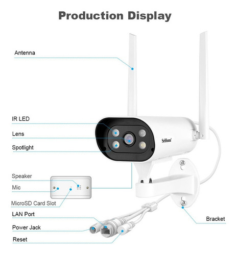 Camara De Seguridad Hd Ip Srihome 4mp Exterior/interior