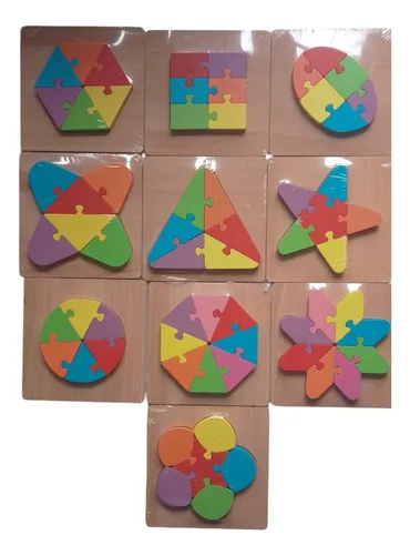 comprar Puzzle Bloques Madera Encastre Formas Geometricas  6 Piezas