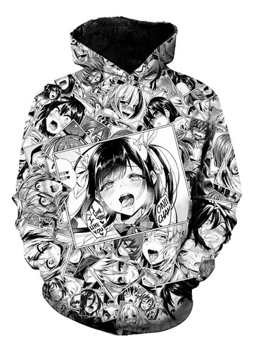 Ahegao Sudaderas Con Capucha Anime Japonés Patrón 3d Sudadera De Moda