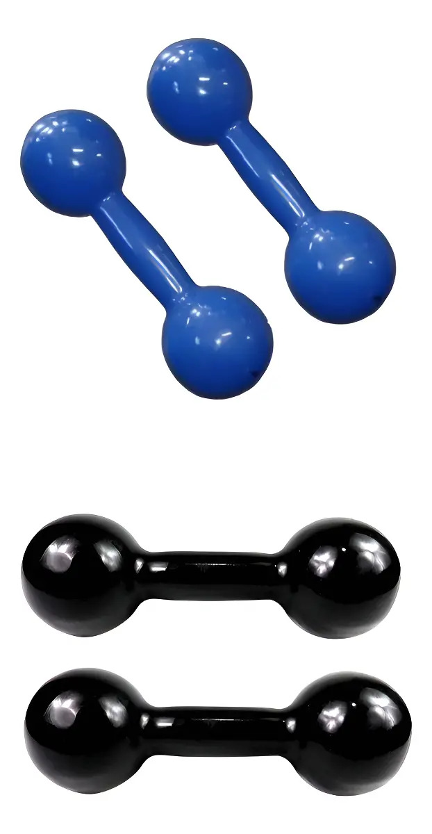 Kit Treino Musculação Halteres Emborrachados 1kg + 2kg Azul