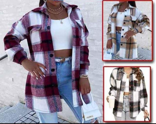 Imagen 1 de 5 de Leñadora Abrigada Camisa Tartan Cuadros Mujer Dama