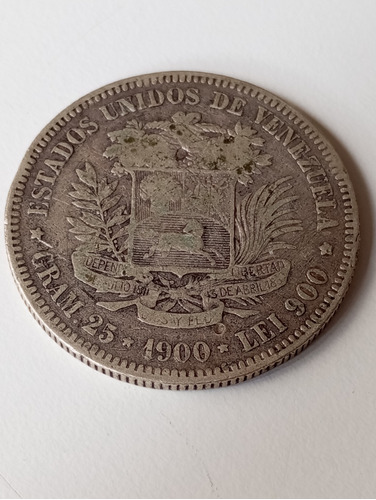 Moneda De 5 Bs Fuerte Plata De 1900