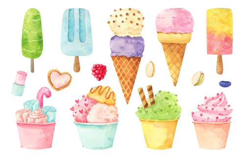 Clipart Helados Ice Cream Acuarela 07