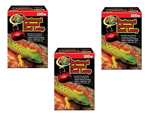 Zoo Med Nocturnal Infrared Heat Lamp 100 Watts - Pack De 3