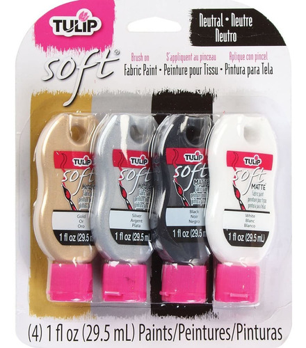 Tulip - Pintura De Tela Suave, Neutral, Paquete De 4
