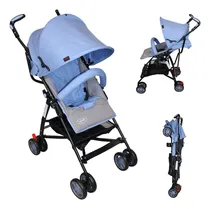 Comprar Carriola De Baston Viajera Plegado Compacto Ibaby - Azul Color Azul claro Chasis Negro