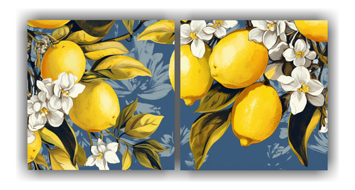 160x80cm Cuadro Dibujo Limonero Ambiente Neonoir Flores