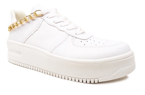 Imagen 2 de 5 de Zapato Tenis Moda Casual Blanco Con Plataforma Alta Calidad