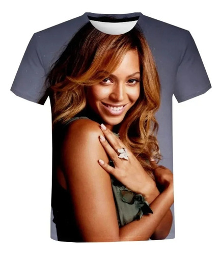 Camiseta Neutra De Manga Corta Con Estampado 3d De Beyonce