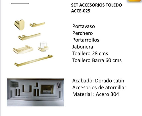 Eup Set De Accesorios Gold Satín /6 Piezas Valencia