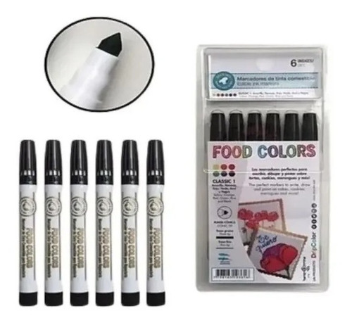 Marcadores Comestibles Negro X6 Uni. - Food Colors